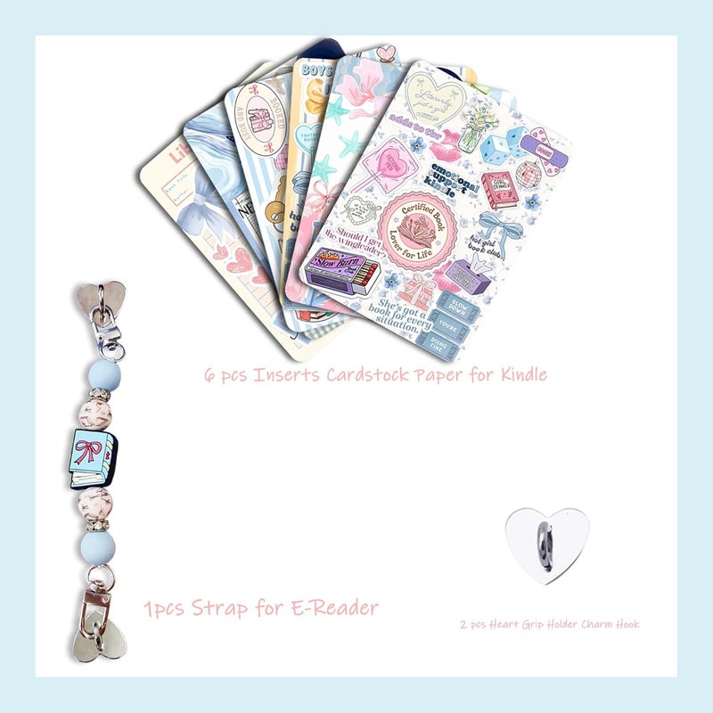 CuddleJunk 6 PCS 6.8” x 4.8” Clear Back Cover Inserts Compatible for Kindle Paper white 11th-12th Color Soft with Silicone Beaded Strap Charm, Accessories for Kindle E-reader - Image 3